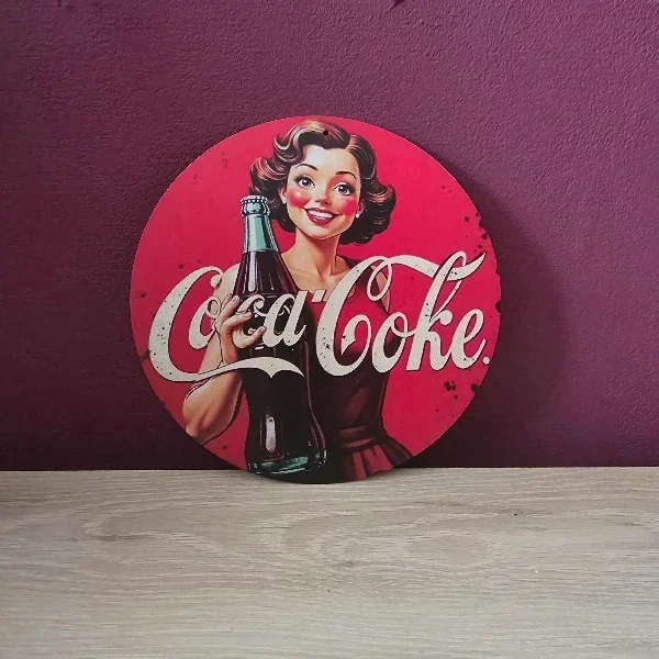 Vintage Metalen Coca-Cola Bord Rond – 20x20 cm