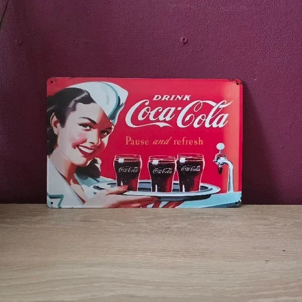 Metalen Coca-Cola Reclamebord Vintage - 20x30 cm