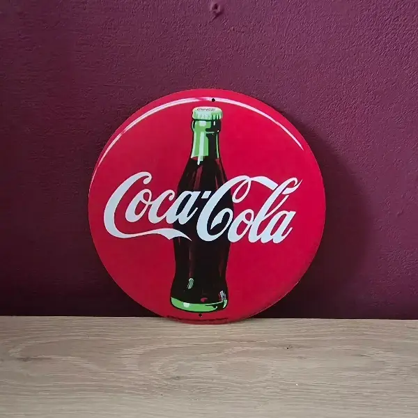 Metalen Coca-Cola Wandbord Rond - Tweedehands - 20 \times 20 cm