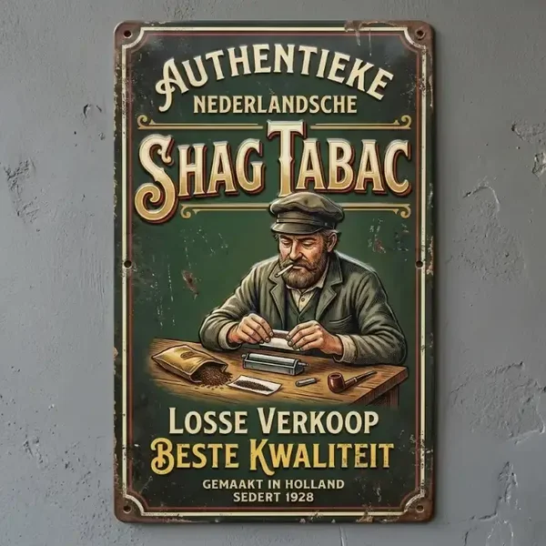 Metalen Wandbord Authentieke Nederlandse Shag Tabac