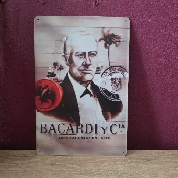 Metalen Reclamebord Bacardi y Cia - Don Facundo Bacardi - 20x30 cm