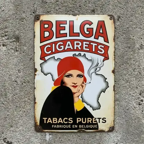 Metalen Reclamebord Belga Cigarets Vintage