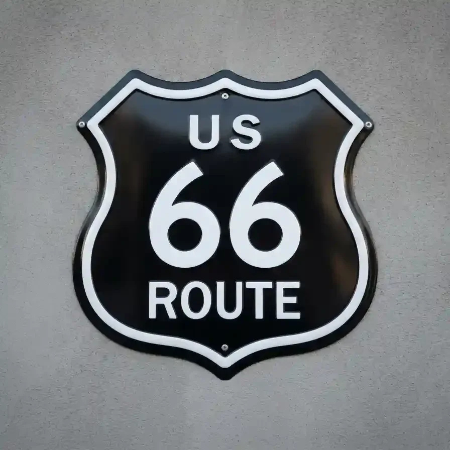 Metalen Route 66 Schild Bord Zwart 32x32 cm