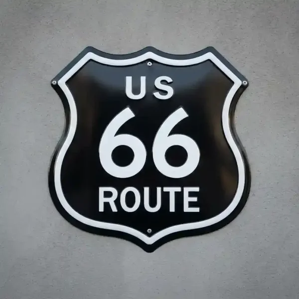 Metalen Route 66 Schild Bord Zwart 32x32 cm