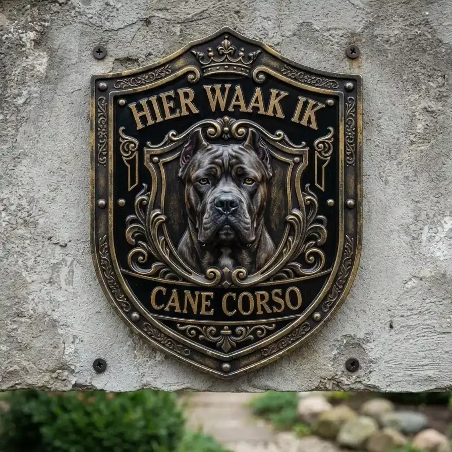 Luxe Schild Cane Corso Hier Waakt Ik 32x32 cm | Retrobordjes.be
