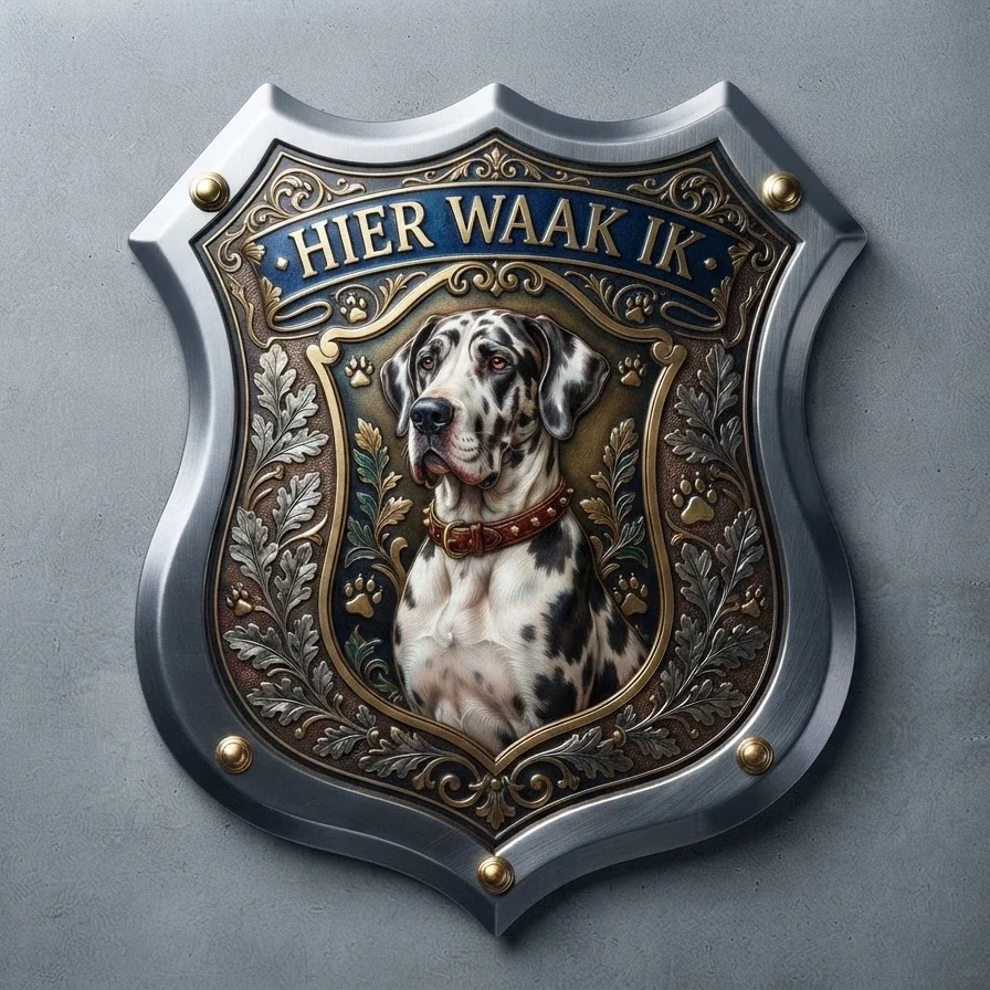 Schild Deense Dog - Hier Waak Ik (32x32)