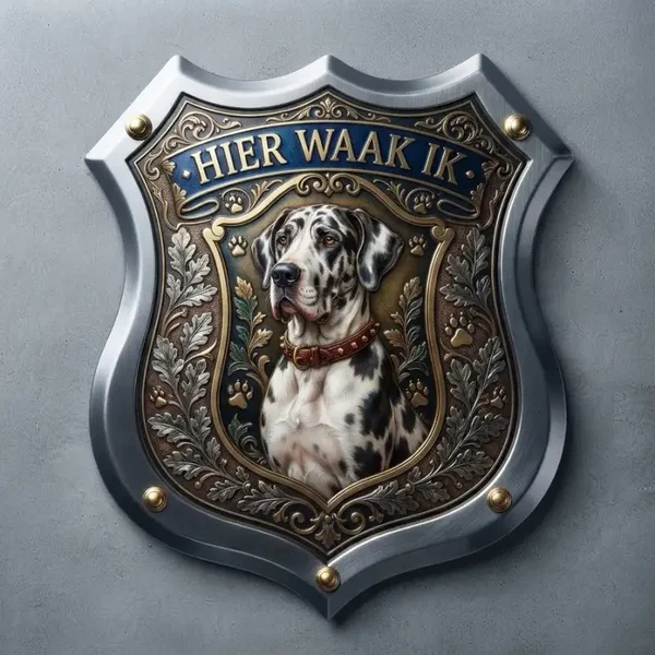 Schild Deense Dog - Hier Waak Ik (32x32)