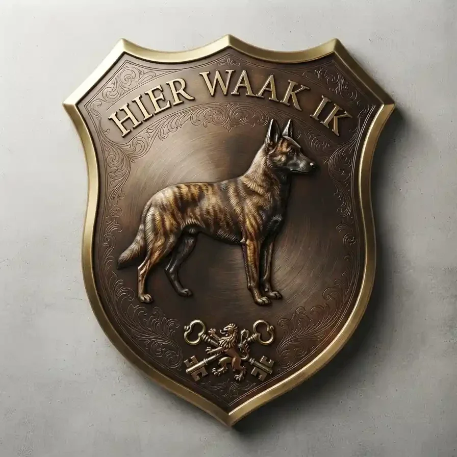 Schild Hollandse Herder - Hier Waak Ik - 32x32 cm