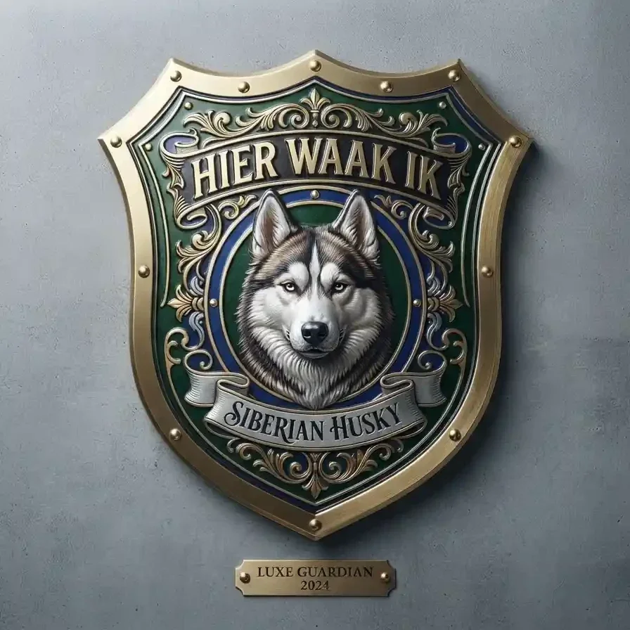 Vol Metalen Schild Husky - Hier Waak Ik - 30x35