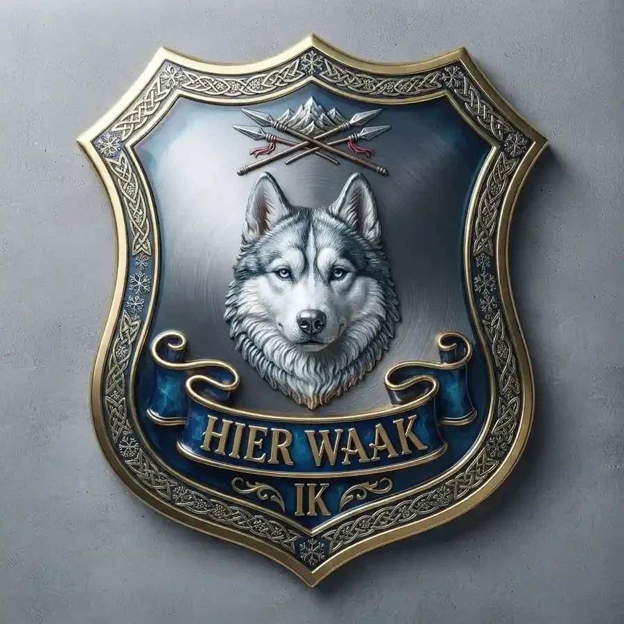 Schild Husky - Hier Waak Ik - 32x32 cm
