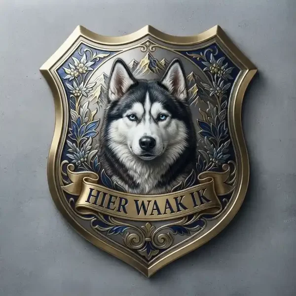 Schild Husky - Hier Waak Ik - 32x32 cm