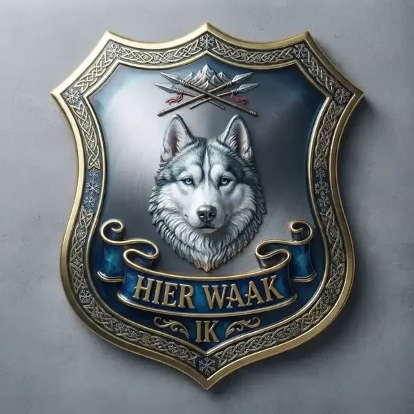 Schild Husky - Hier Waak Ik - 32x32 cm