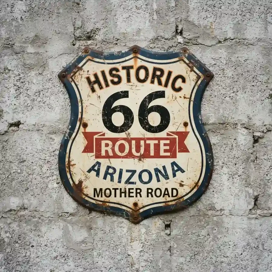 Metalen Schild Route 66 Arizona 32x32 cm
