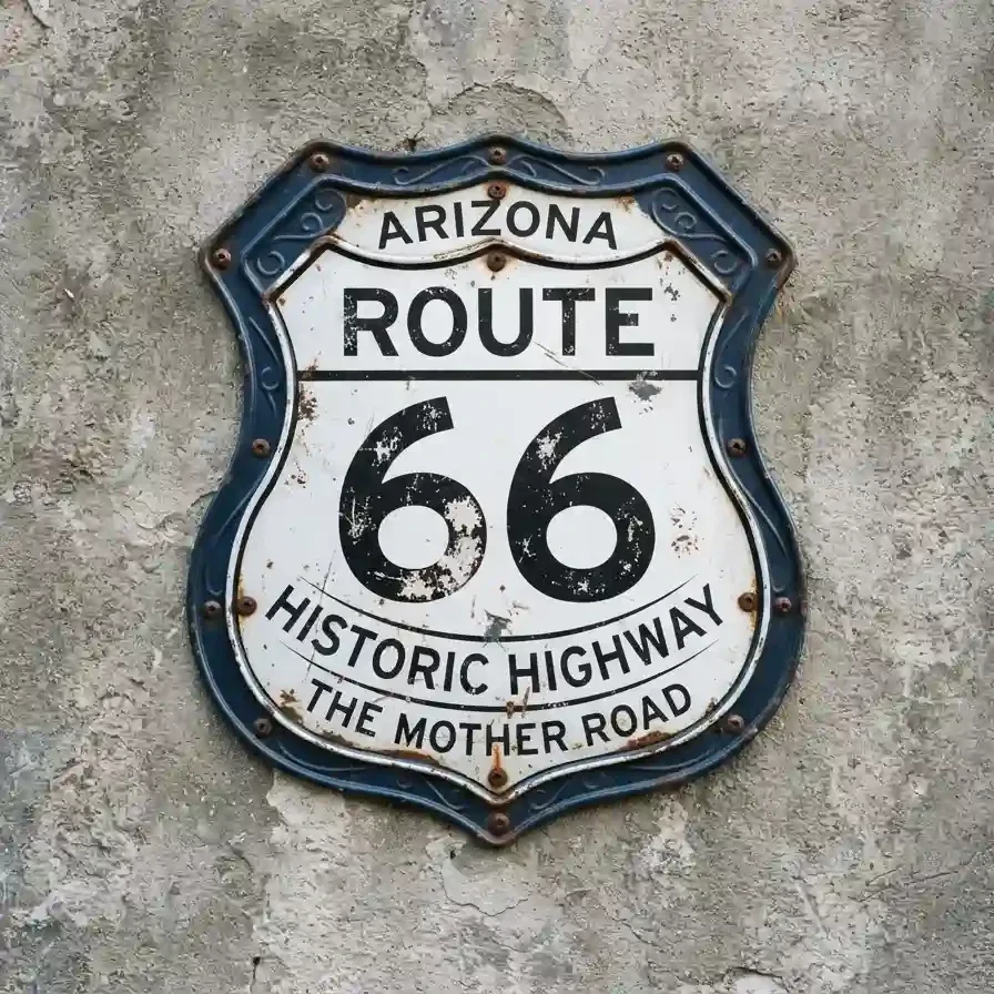 Metalen Wandbord Route 66 Arizona 32x32 cm