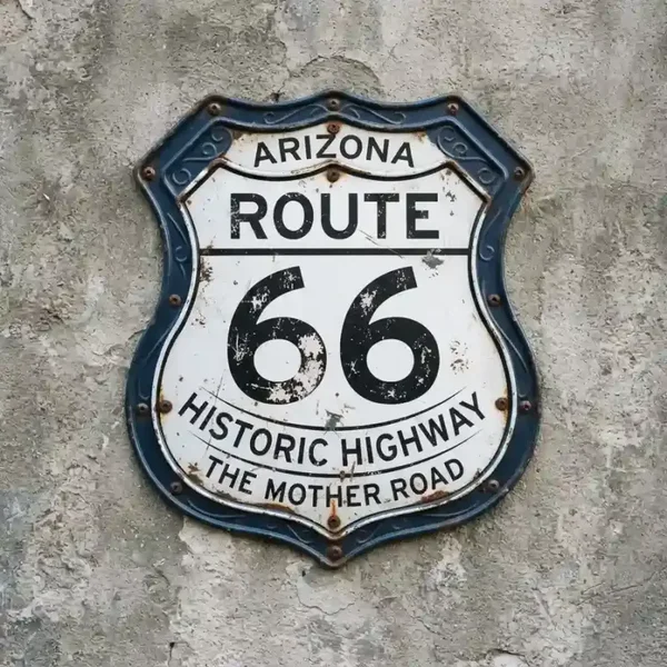 Metalen Wandbord Route 66 Arizona 32x32 cm
