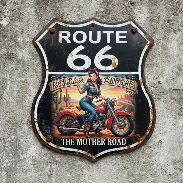 Metalen Schild Route 66 Arizona & California 32x32 cm