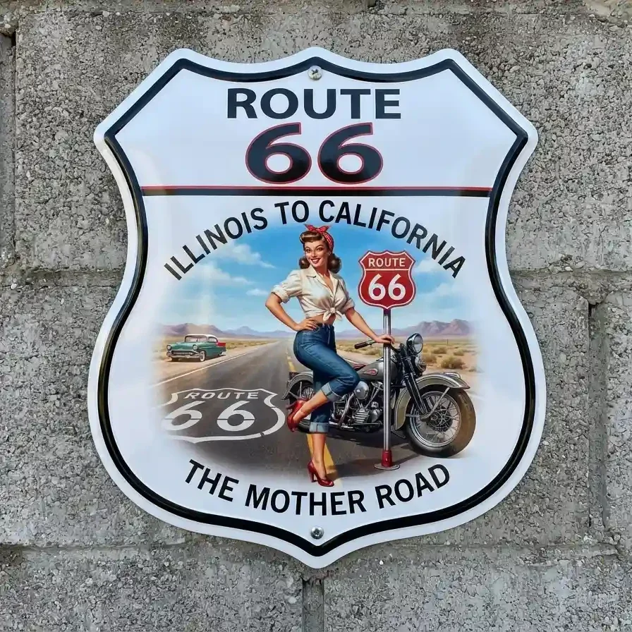 Metalen Schild Route 66 Pin-up 32x32