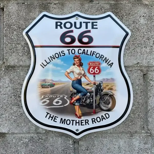 Metalen Schild Route 66 Pin-up 32x32