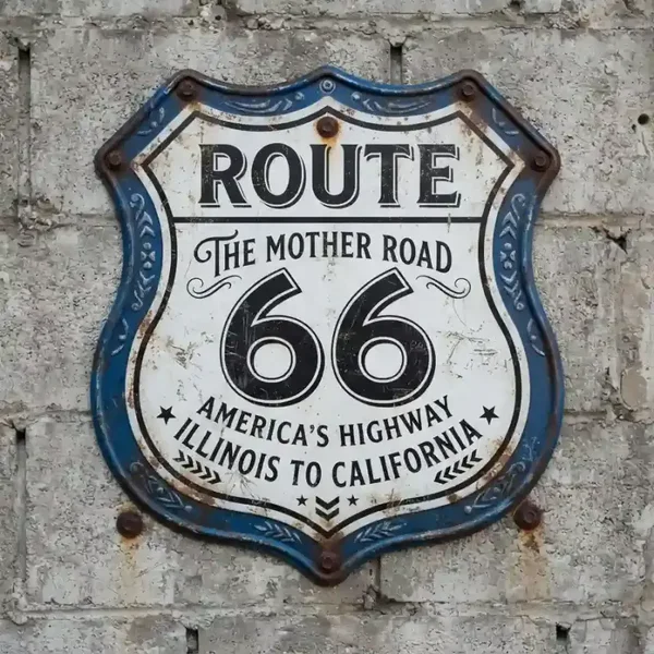 Metalen Schild Route 66 The Mother Road 32x32 cm