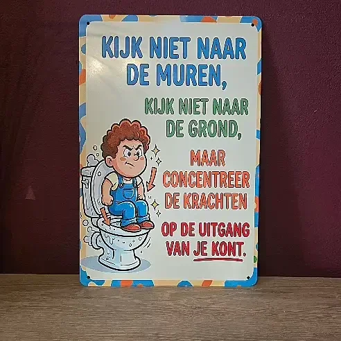 Metalen Toiletbordje Grappige Tekst – 20x30 cm