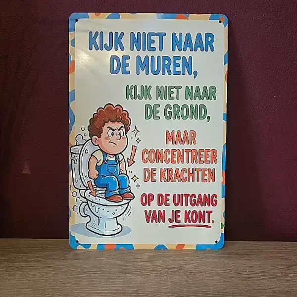 Metalen Toiletbordje Grappige Tekst – 20x30 cm