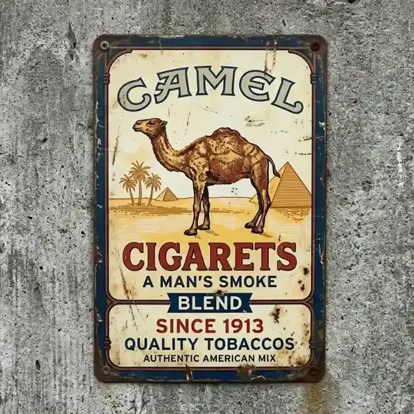 Metal Vintage Bord Camel Cigarettes - Retro Reclamebord