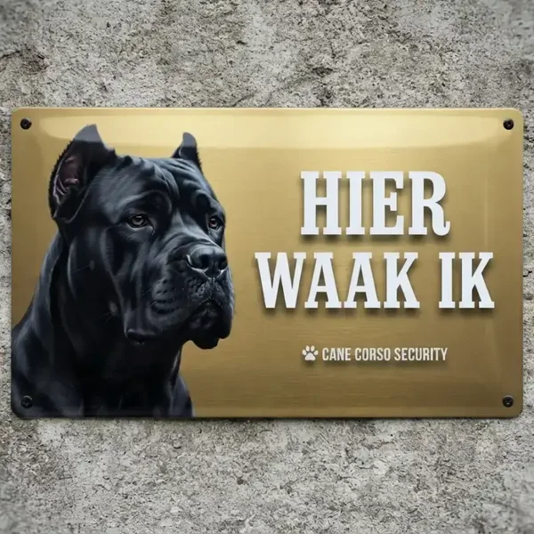 Metalen waakbord Cane Corso - Hier waak ik