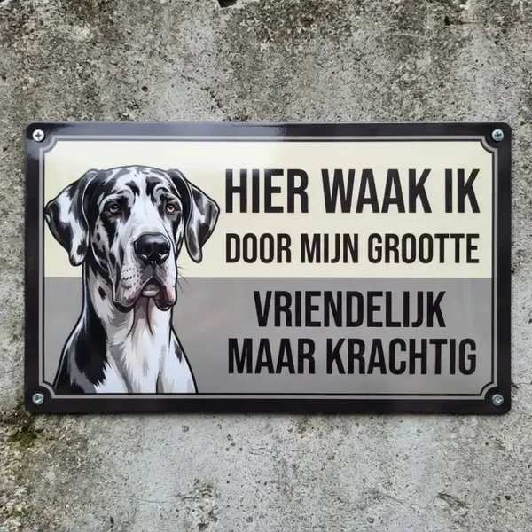 Metalen Waakbord Duitse Dog - Vriendelijk maar Krachtig