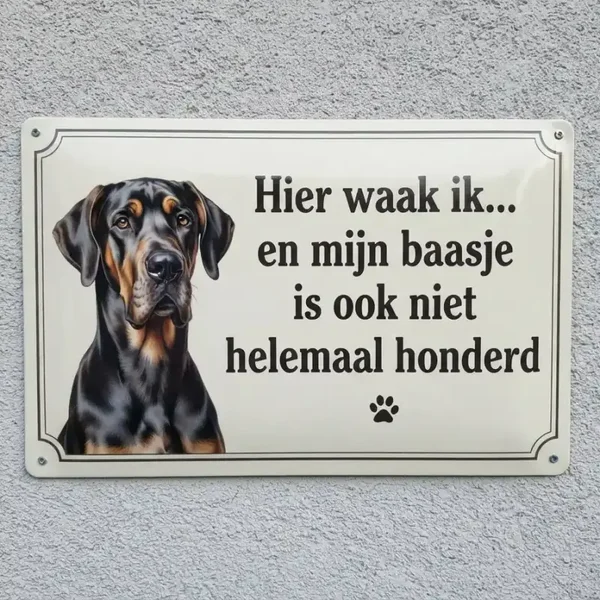 Metalen waakbord Duitse Dog - Hier waak ik