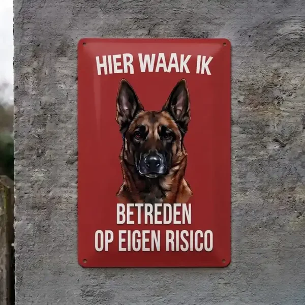 Metalen waakbord Mechelaar - Hier waak ik