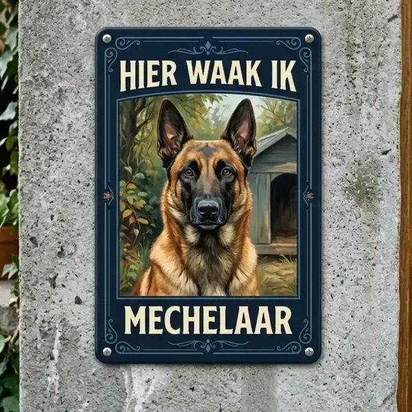 Metalen Waakbord Mechelaar - Hier Waak Ik