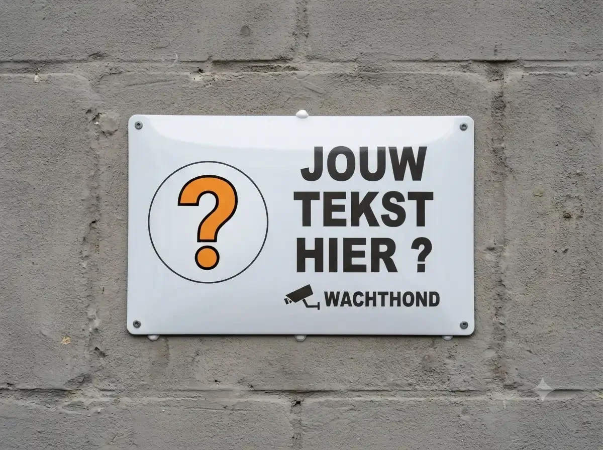 Metalen waakhond bord eigen foto en tekst