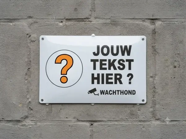 Metalen waakhond bord eigen foto en tekst