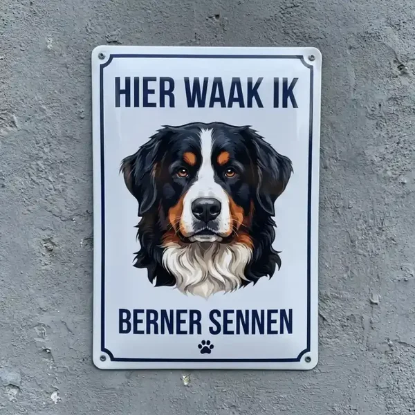 Metalen Waarschuwingsbord Berner Sennen - Hier Waak Ik