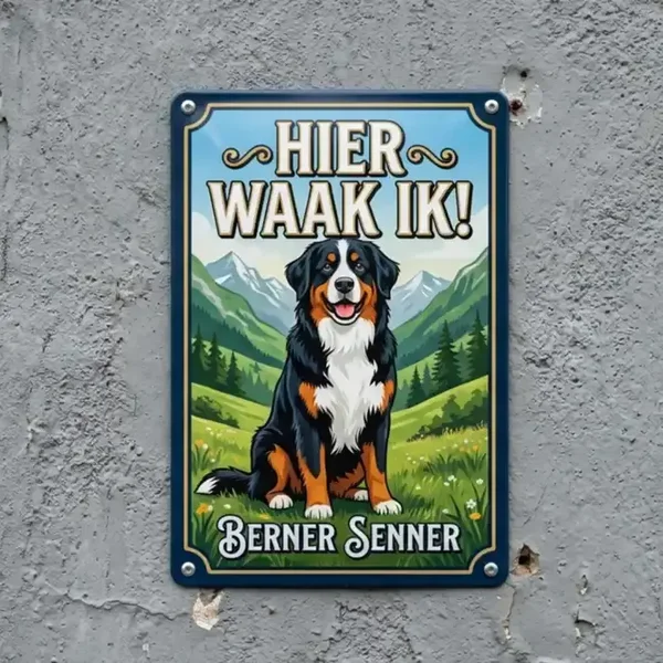 Metalen Waarschuwingsbord Berner Senner - Hier Waak Ik