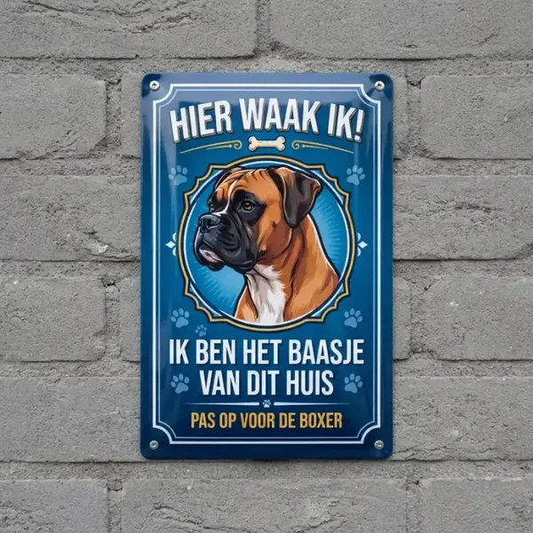 Metalen waarschuwingsbord Boxer - Hier waak ik