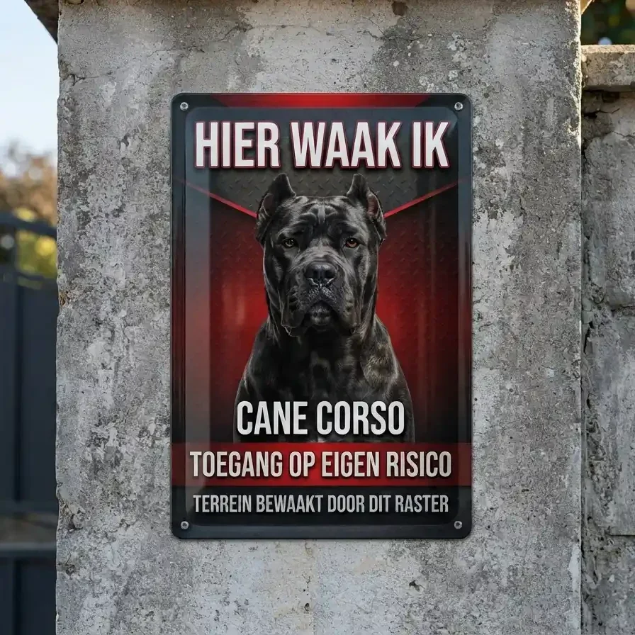 Metalen Waarschuwingsbord Cane Corso - Hier Waak Ik