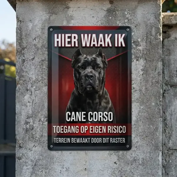 Metalen Waarschuwingsbord Cane Corso - Hier Waak Ik