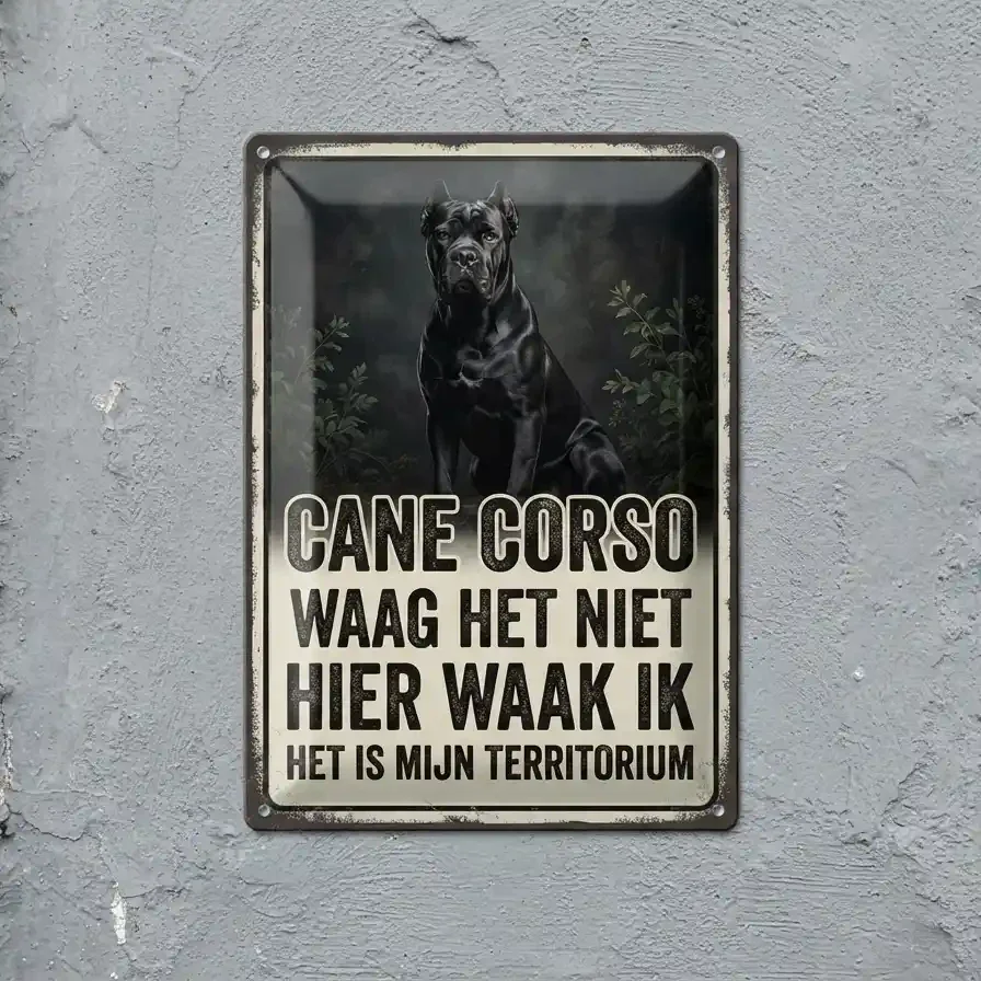 Metalen Waarschuwingsbord Cane Corso - Waak ik / Territorium