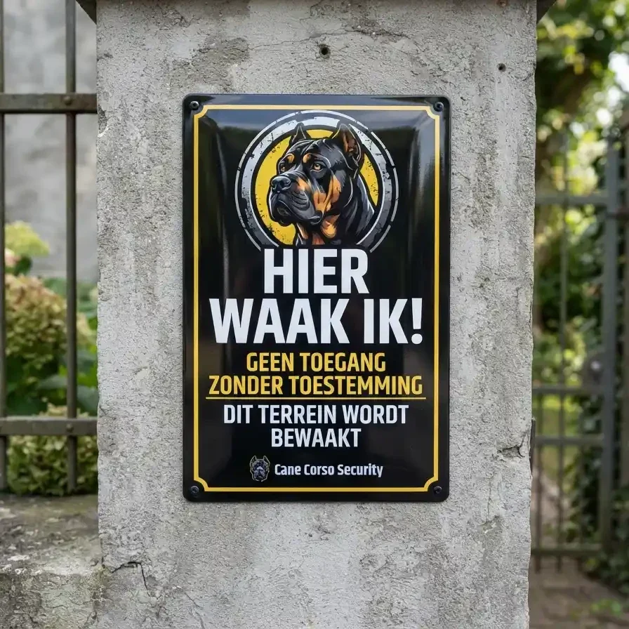 Metalen Waarschuwingsbord Cane Corso - Hier Waak Ik