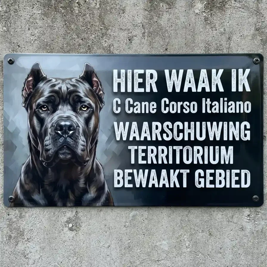 Metalen Waarschuwingsbord Cane Corso - Hier Waak Ik