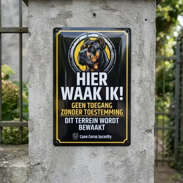 Metalen Waarschuwingsbord Cane Corso - Hier Waak Ik