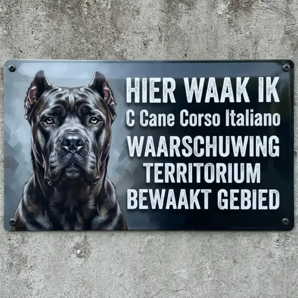 Metalen Waarschuwingsbord Cane Corso - Hier Waak Ik