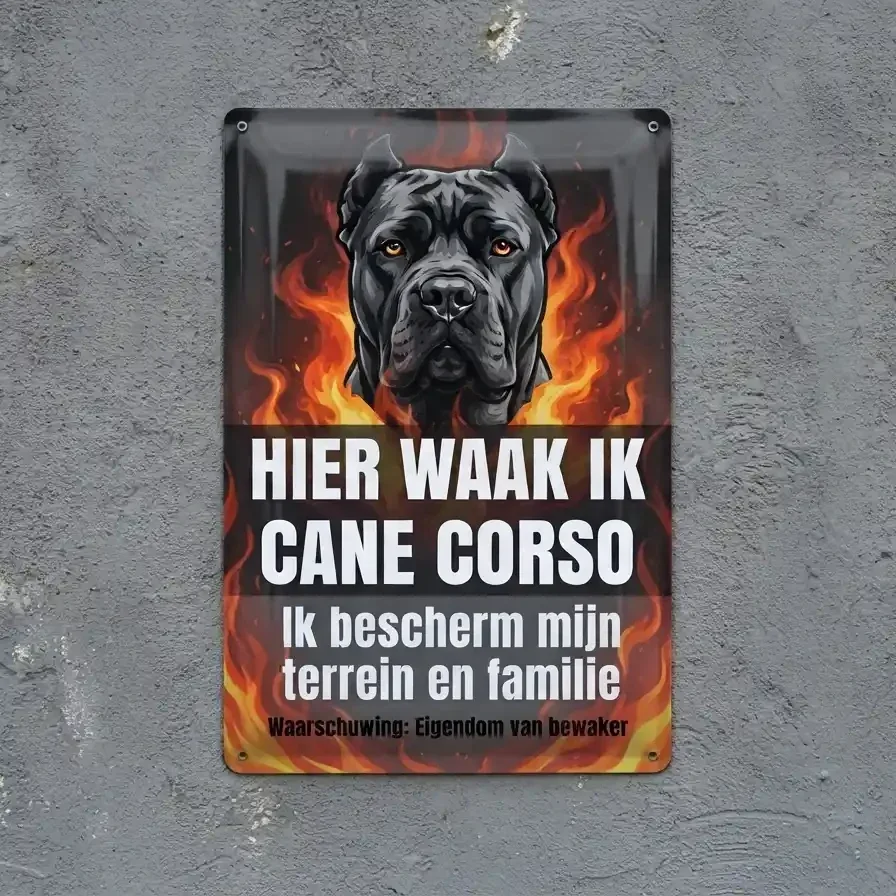Metalen Waarschuwingsbord Cane Corso - Hier Waak Ik