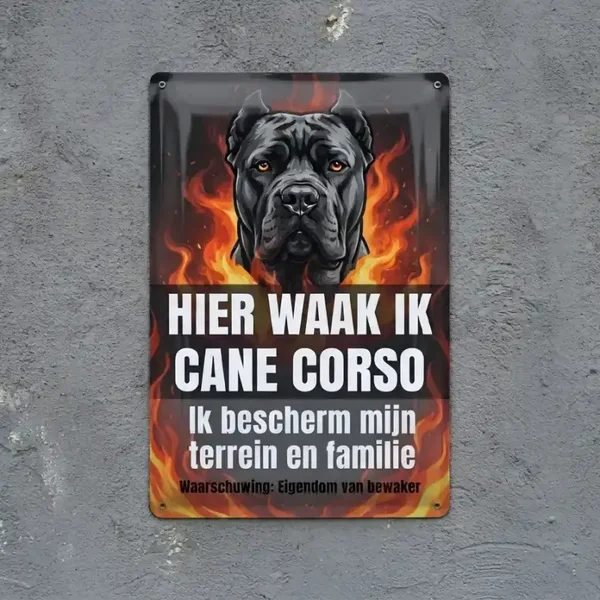 Metalen Waarschuwingsbord Cane Corso - Hier Waak Ik