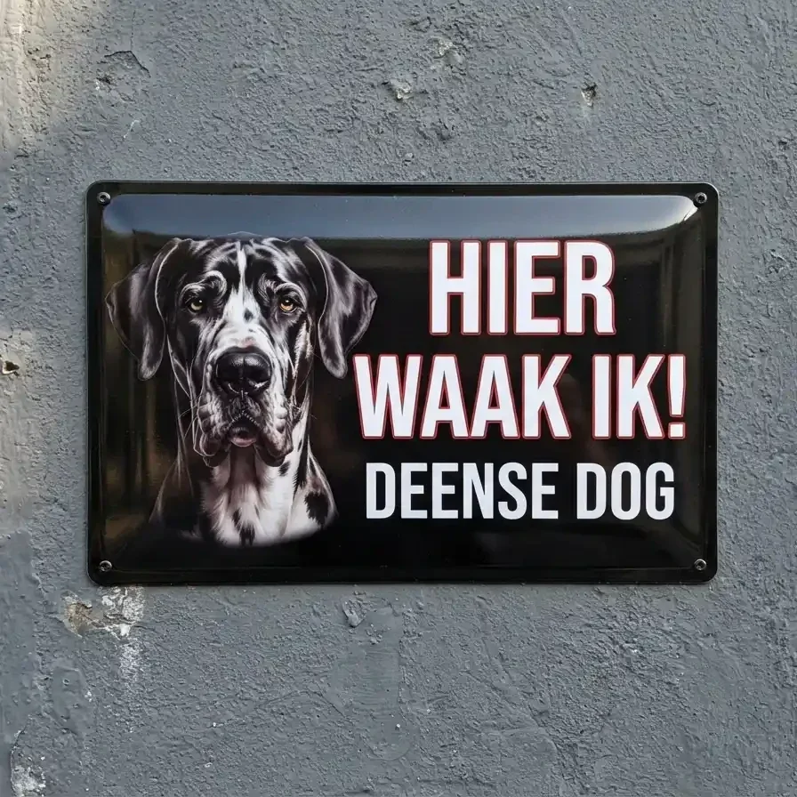 Metalen waarschuwingsbord - Hier waak ik! - Deense Dog