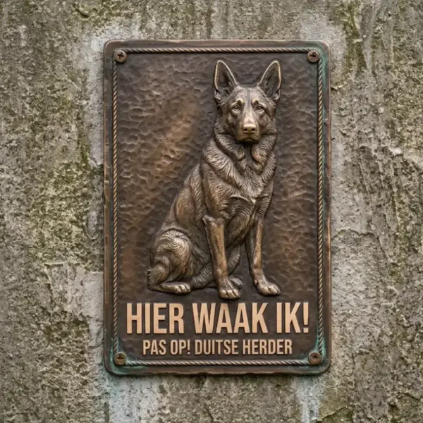 Metalen Bord Hier Waak Ik Duitse Herder