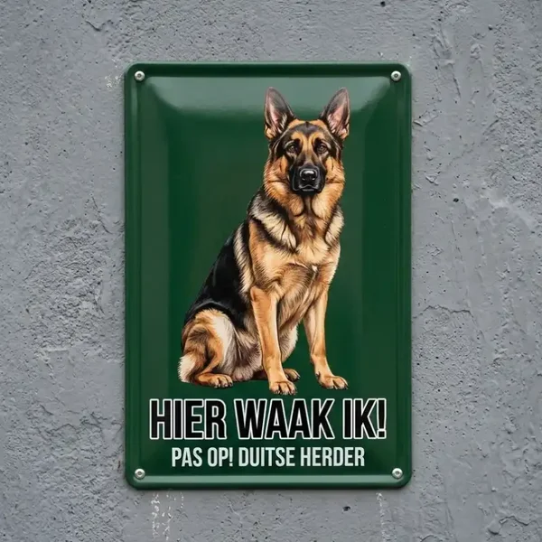 Metalen Bord Duitse Herder - Hier Waak Ik