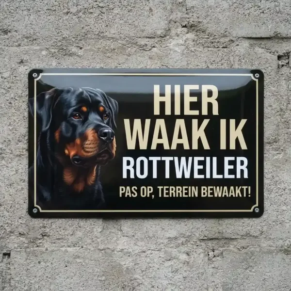 Metalen Waarschuwingsbord Hier Waak Ik Rottweiler