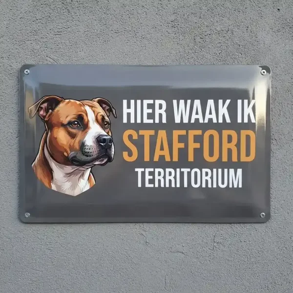 Metalen Waarschuwingsbord - Hier waak ik Stafford Territorium